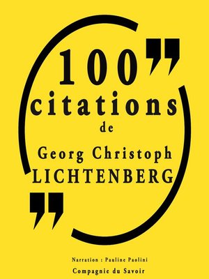 cover image of 100 citations Georg Christophe Lichtenberg